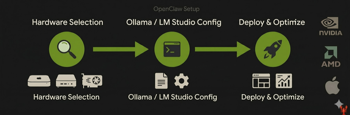 OpenClaw Setup — Hardware Selection → Ollama/LM Studio Config → Deploy & Optimize